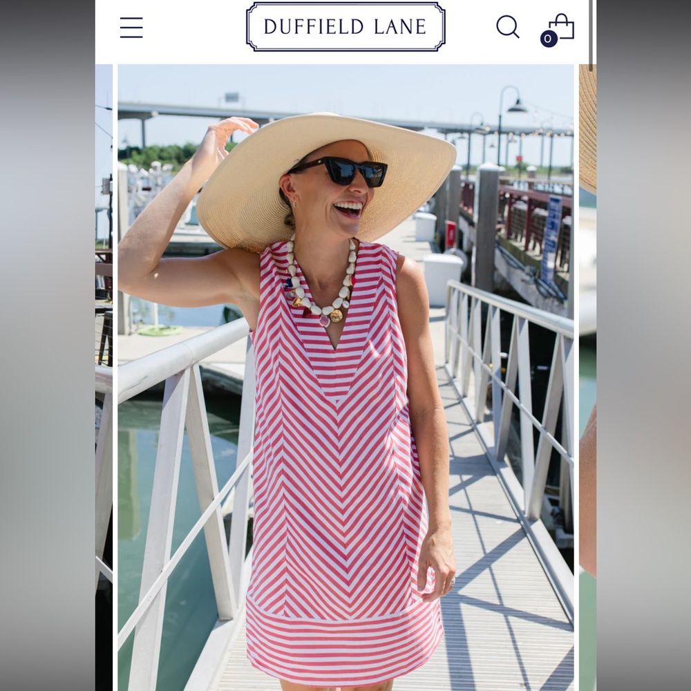 Duffield Lane Pink and White Sleeveless Dress